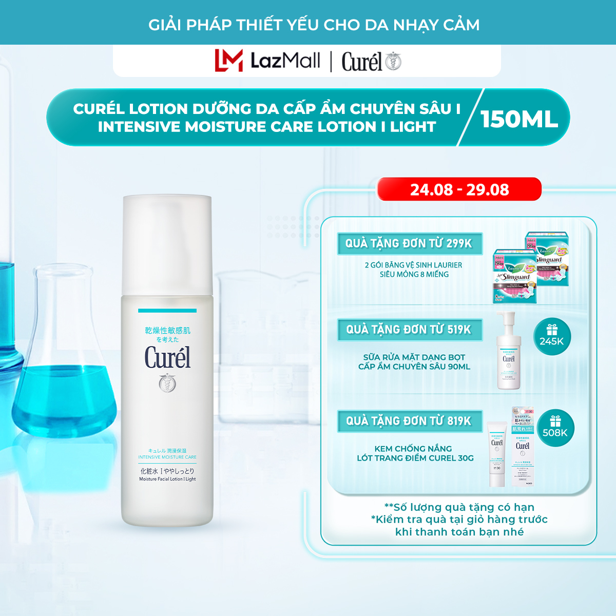 Dưỡng Ẩm Nhẹ - Lotion Dưỡng Da Cấp Ẩm Chuyên Sâu I Curel Intensive Moisture Care Lotion I Light 150ml