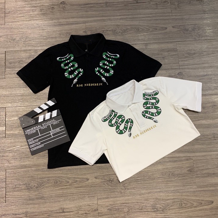 [HCM][Có Video] Áo Thun Nam Cổ Trụ Áo Polo Nam Thêu Họa Tiết Hình Rắn Xanh Cá Tính Nổi Bật Chất Vải Thun Cotton Co Dãn Không Phai Xù Hàng Y Hình