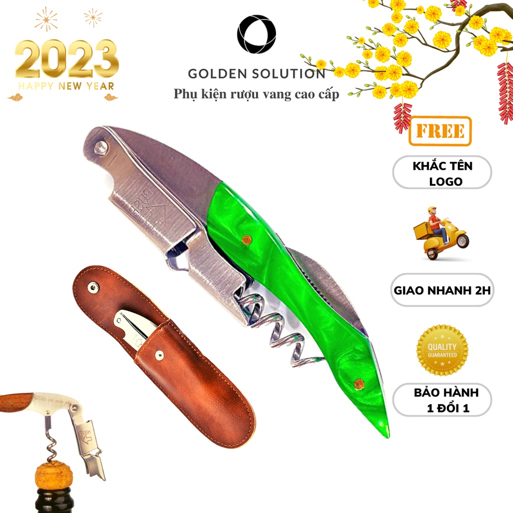 Dụng cụ khui mở rượu vang kim loại cán ngọc cao cấp kèm hộp