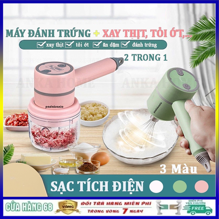 Máy đánh trứng cầm tay đa năng 3 in 1, máy đánh trứng mini, máy đánh trứng kiêm máy xay thịt, xay tỏi ớt, dụng cụ đánh trứng đa năng tiện dụng cho gia đình - Cửa hàng 68