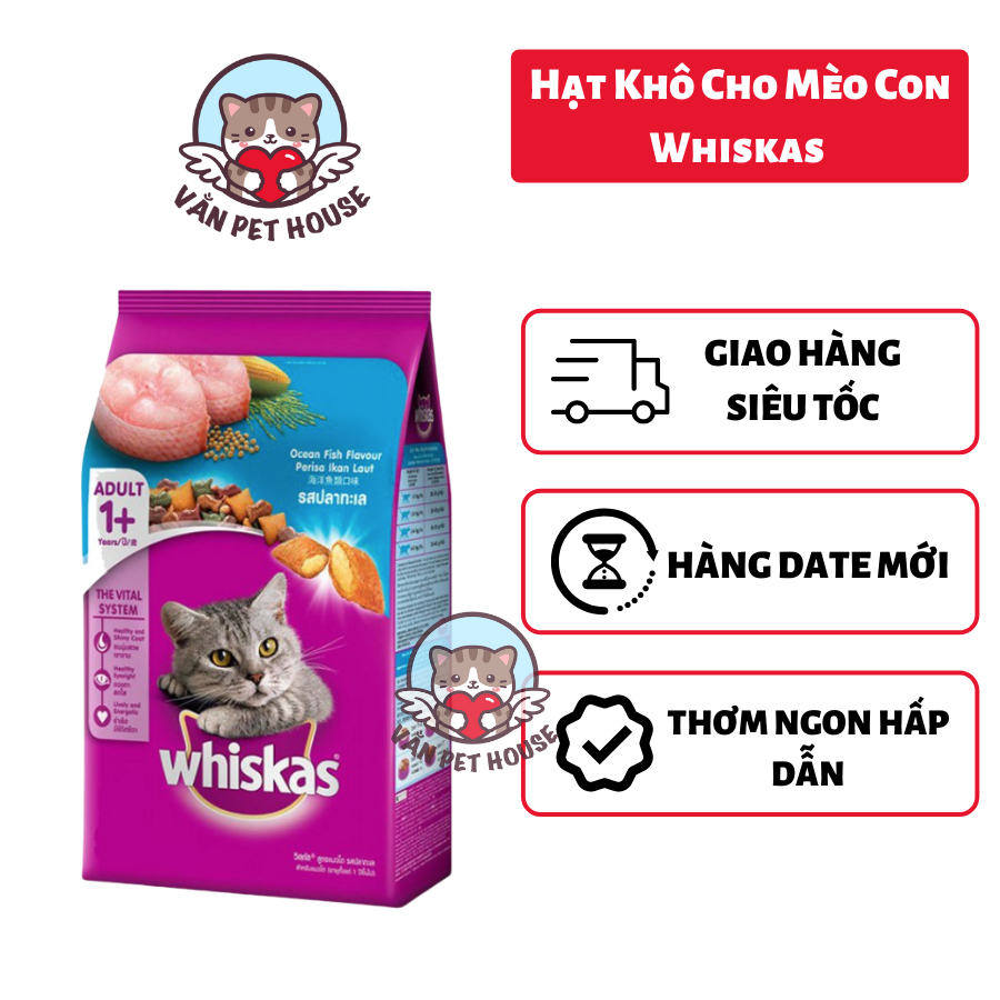 Hạt khô Mèo Con Whiskas Junior Vị Cá Biển và Sữa - Gói 450g / 1.1kg