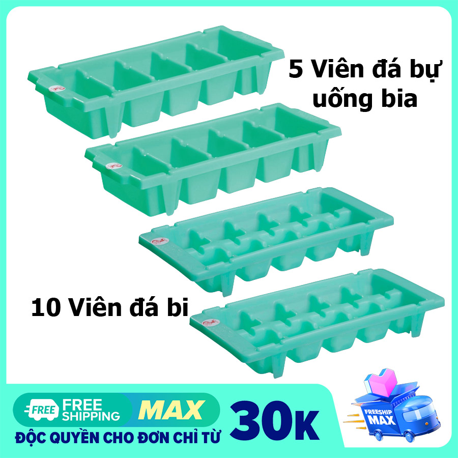Combo trọn bộ 4 vỉ khay làm đá, (2 vỉ đá bự + 2 vỉ đá bi) vỉ đá nhựa chất liệu cao cấp, dễ dàng lấy đá- thương hiệu Fataco an toàn sức  khỏe- màu ngẫu nhiên