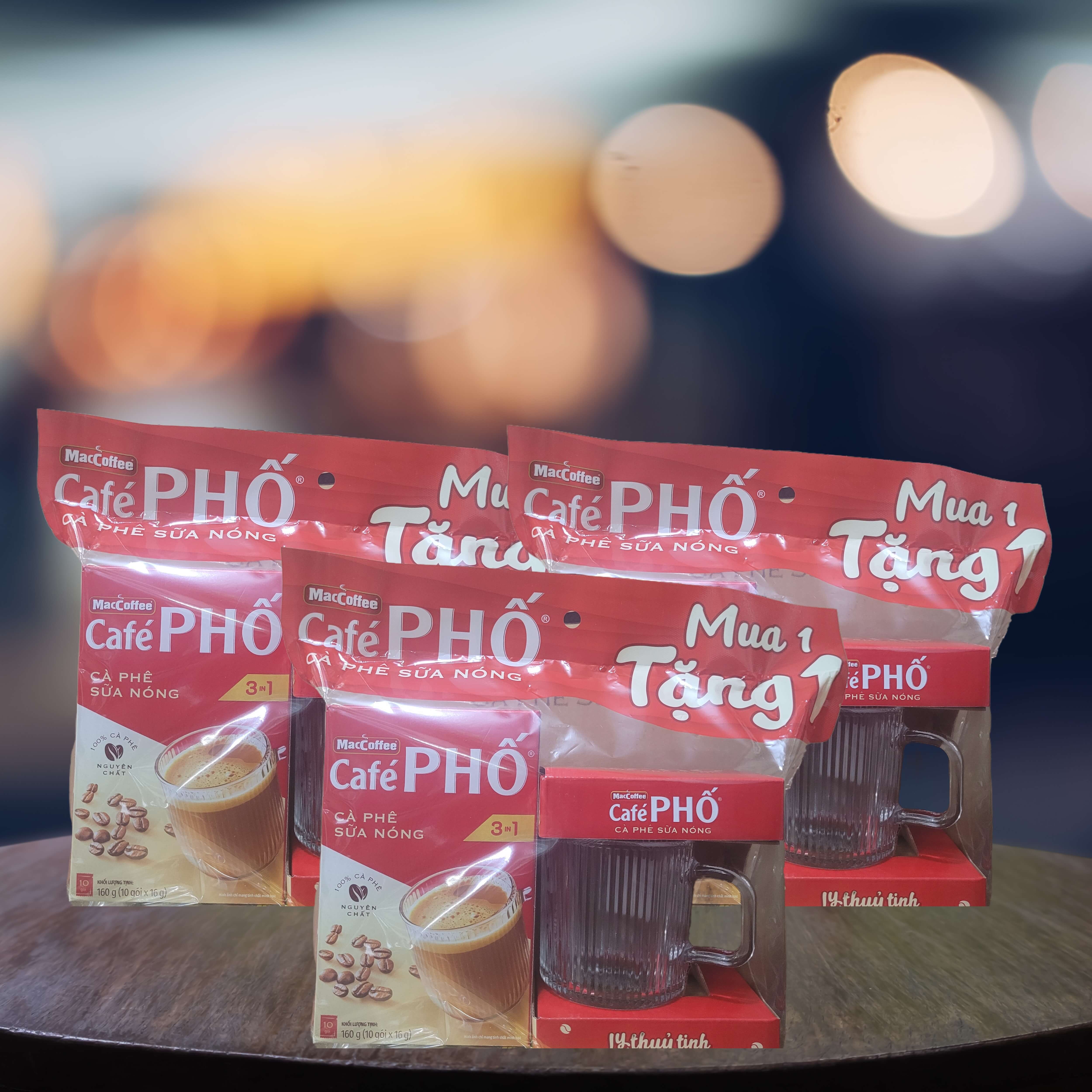 [COMBO 3] HỘP CÀ PHÊ PHỐ SỮA NÓNG TẶNG 3 LY THUỶ TINH CÀ PHÊ PHỐ