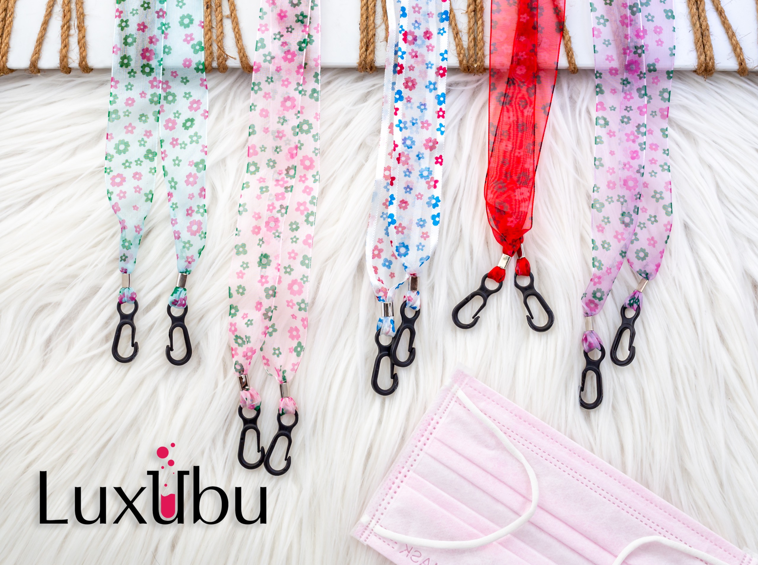 //Luxubu// Dây đeo khẩu trang hoa voan siêu mỏng nhẹ
