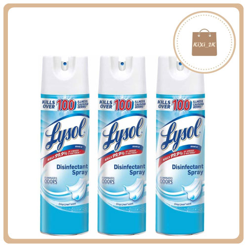 [set 3chai] Bình xịt phòng khử trùng diệt khuẩn đến 99,9% Lysol Disinfectant Spray Crisp Linen 538g