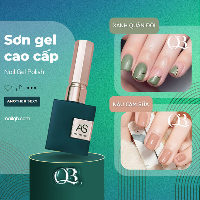 Sơn gel AS chai vuông màu xanh quân đội - sơn gel nâu cam sữa 15ml (cần hơ đèn)