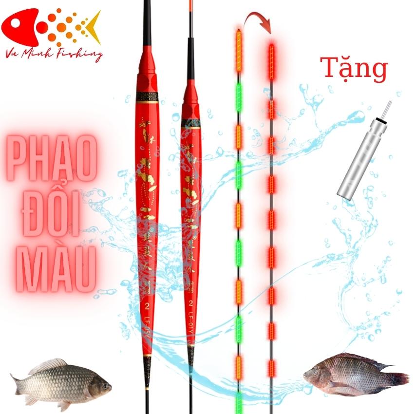 [Tặng pin] Phao câu cá rô phi ngày, đêm thông minh đổi màu siêu nhạy chuyên dụng câu đài câu đơn cao cấp. Phao câu đài nano ngày đêm chuyên câu rô, diếc, chép
