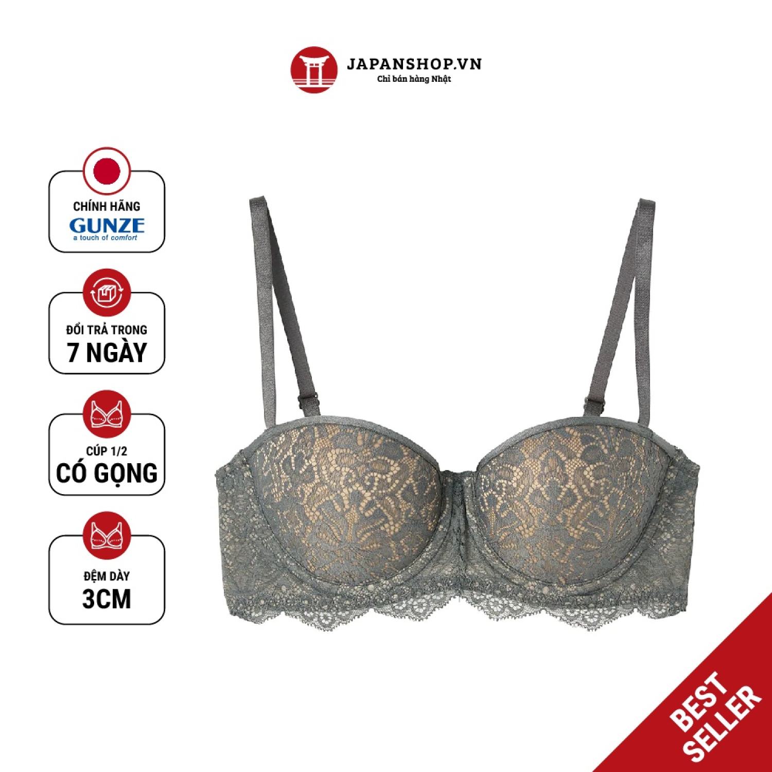 Áo lót ren tạo khe ngực Tuché Gunze Charming Bra JB6022H cup ngang, có gọng, đệm 3cm, nâng đẩy - định hình ngực