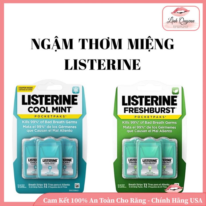 Miếng ngậm thơm miệng listerine - vỉ 3 hộp - 72 miếng
