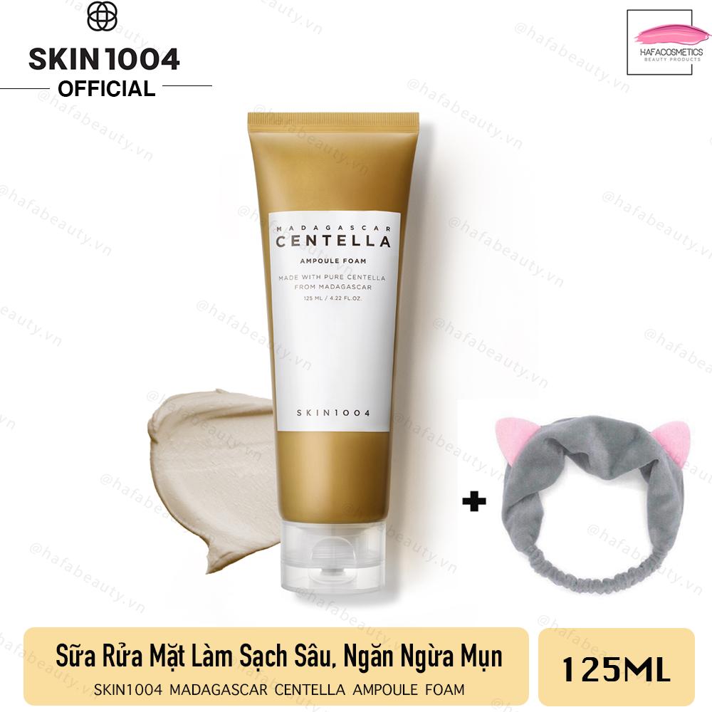 Sữa Rữa Mặt Tạo Bọt Làm Sạch Sâu Dịu Nhẹ Chiết Xuất Rau Má Skin1004 Madagascar Centella Ampoule Foam 125ml + Tặng kèm 1 băng đô tai mèo xinh xắn ( màu ngẫu nhiên)