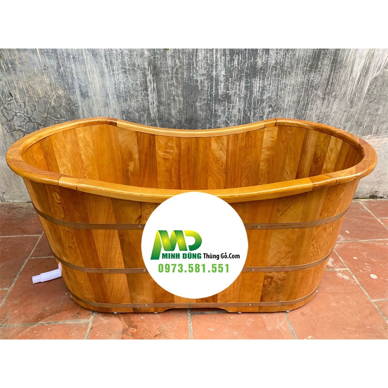 Bồn tắm ovan gỗ Pơmu Bồn tắm nằm bầu dục gỗ Pơmu cao cấp, bồn tắm spa thư giãn