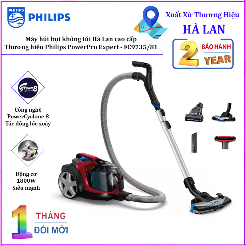 Máy hút bụi không túi cao cấp philips powerpro expert fc9735/81 - bảo hành 24 tháng