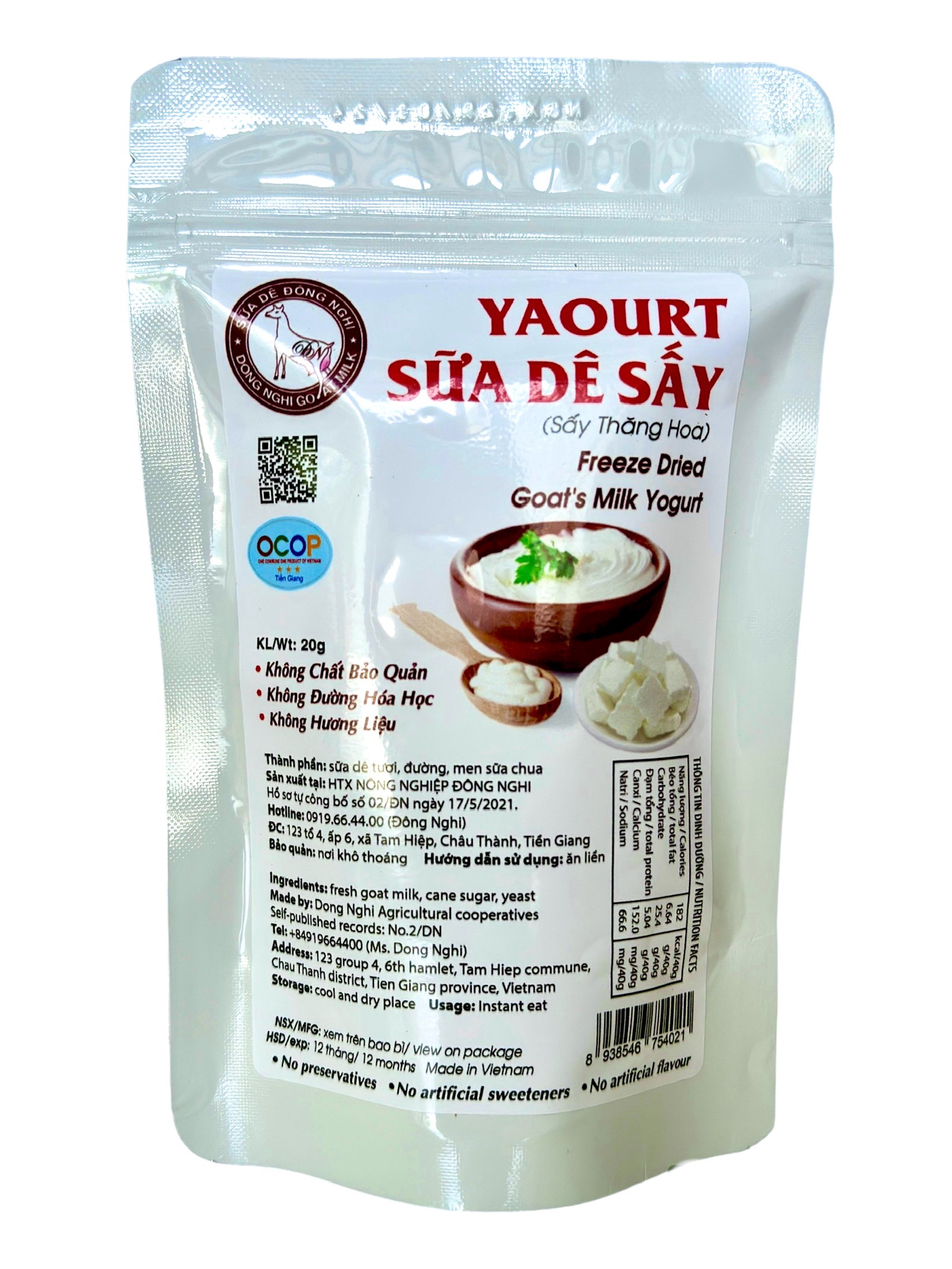 Túi 20g Sữa Chua Sấy Thăng Hoa Hương Trái Cây Đông Nghi - 100% Sữa Dê Nguyên Chất - Hỗ Trợ Tiêu Hóa - Tăng Sức Đề Kháng