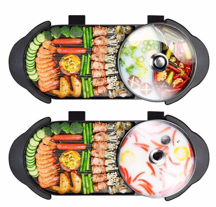 Bếp lẩu nướng BBQ 2 dây nguồn riêng Unika G867 không khói công suất 3000W