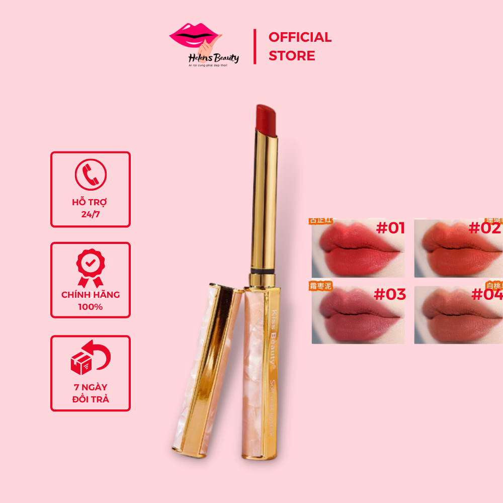 Son nội địa Trung Kiss Beauty Dream Lipstick dưỡng ẩm môi căng bóng mềm mịn lâu trrôi - Son lì nội địa trung chính hãng - Helens Beauty mã 002