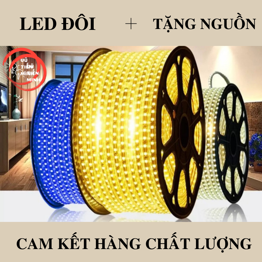 img [đèn chớp] [TẶNG NGUỒN] 5M, 10M, 20M, 50M, 100M Dây đèn led trang trí ngoài trời màu vàng, xanh dương, xanh lá, trắng led đôi·2835 trang trí nhà cửa, hắt trần...tặng nguồn trang trí tết 2023