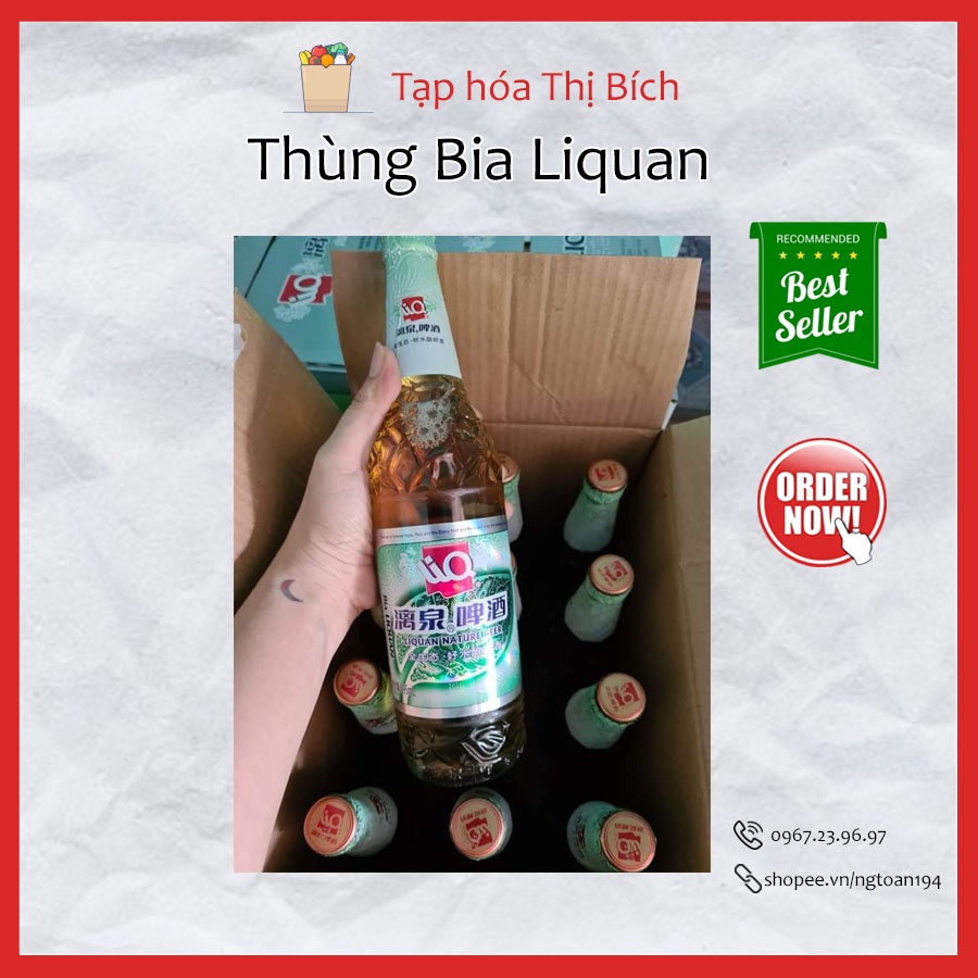 Thùng bia liquan - bia liquan xanh - loại chai