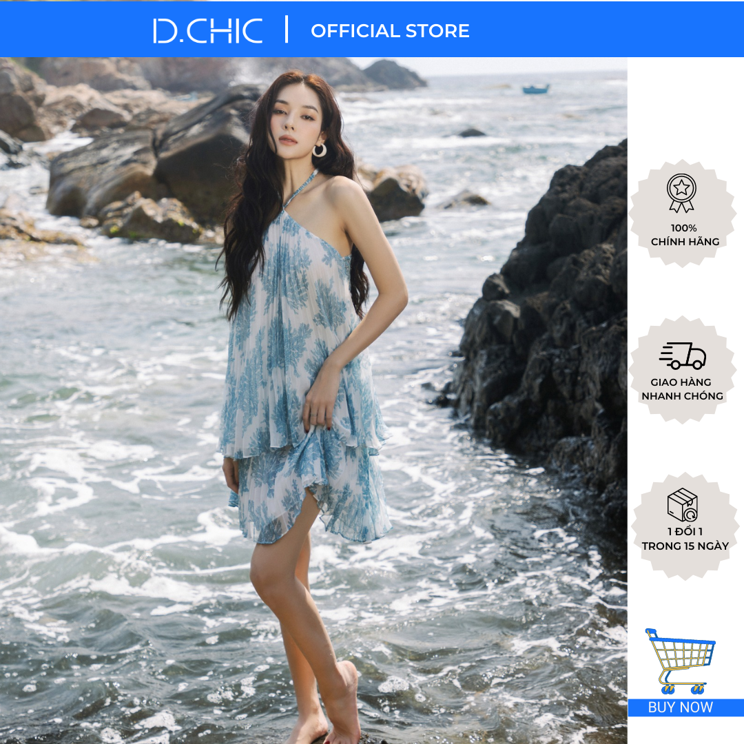 D.chic set áo buộc dây cổ và chân váy dập ly ms: 1811970 - 381735