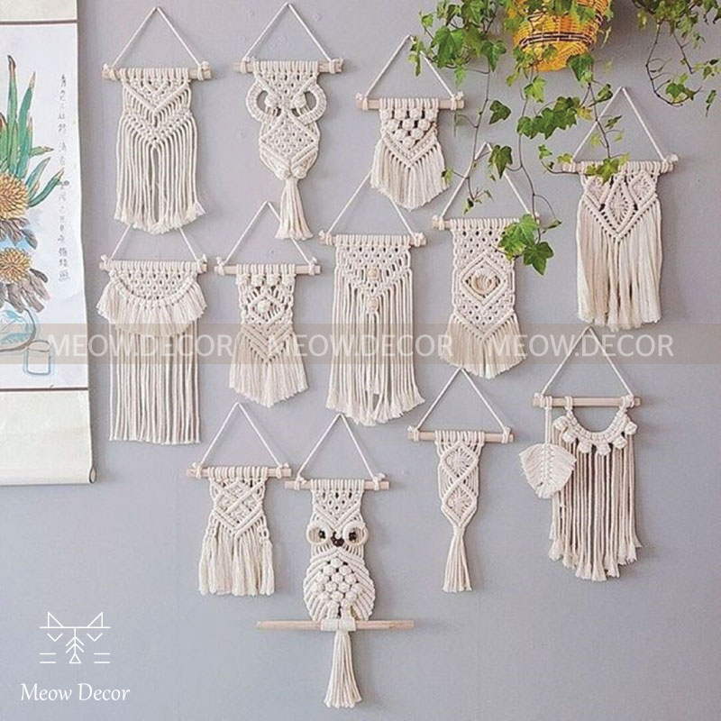 Mành macrame mini treo tường trang trí nhà cửa, phòng ngủ