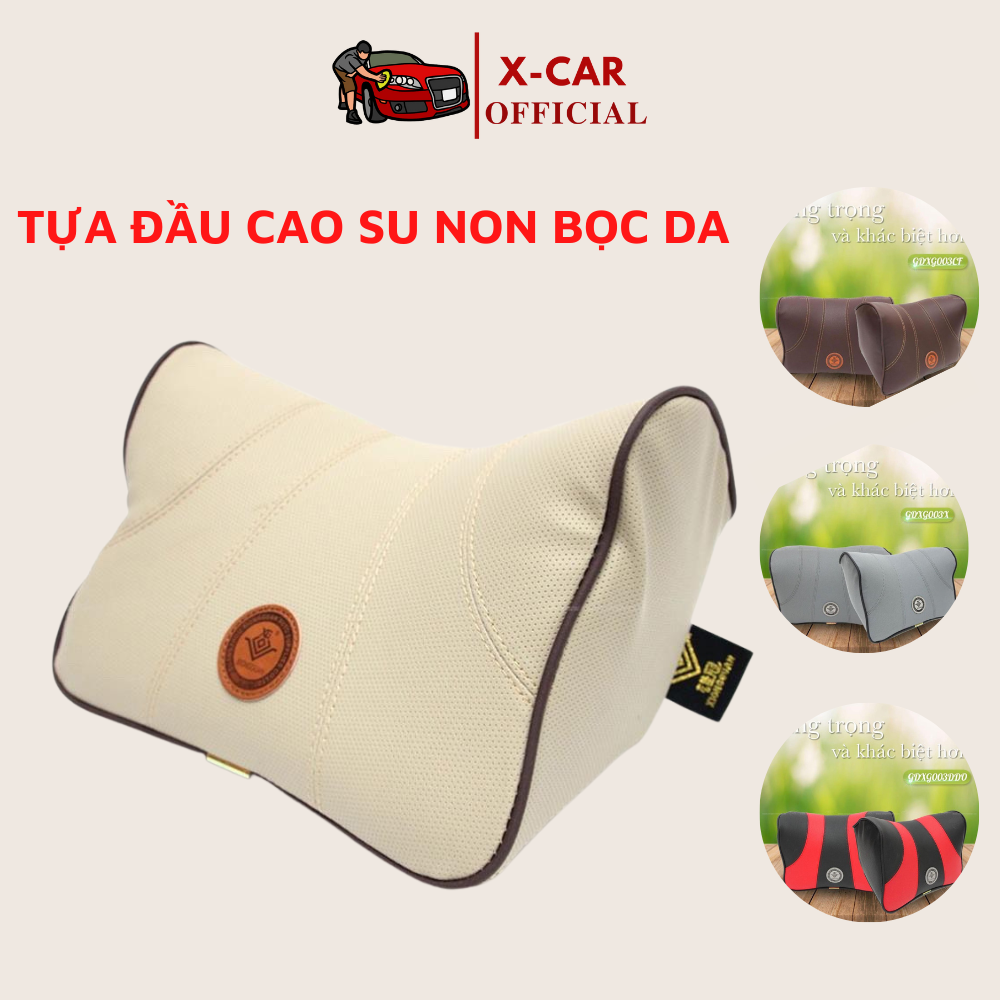 Gối tựa đầu cao su non đúc nguyên khối bọc da cao cấp cho xe hơi ghế văn phòng siêu đàn hồi