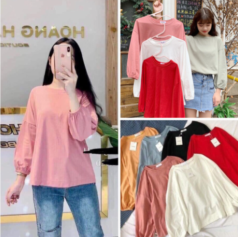 Áo Thun Dài Tay Nữ Chất Da Cá Mềm Mịn Có Bo Ống Tay Zinti