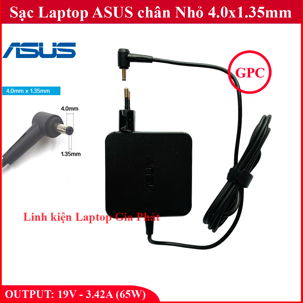[Chân Nhỏ] Sạc Laptop Asus 19V – 3.42A - 65W chân Nhỏ 4.0x1.35mm - đường kính đầu sạc 4mm thay cho Asus X556 A556 A510U X541 X542 K401 X441 A540 K401L K401LB UX305 A510 A540 VivoBook S510  S410 củ Vuông zin