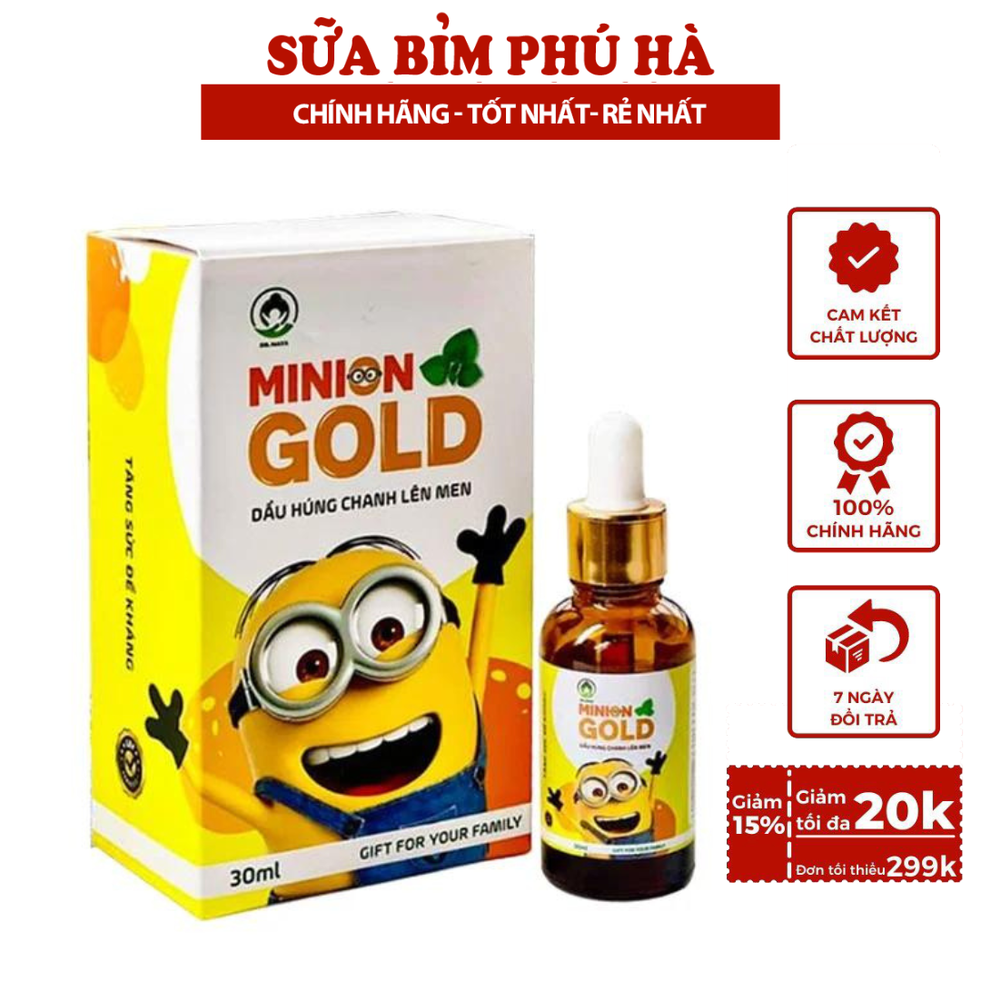 Tinh dầu húng chanh minion gold lọ 30ml giúp bé thông mũi họng