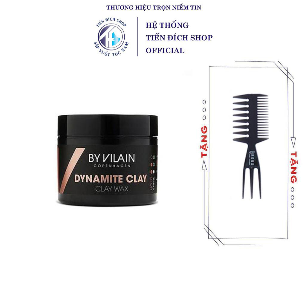 Sáp vuốt tóc By Vilain Dynamite Clay cao cấp Đan Mạch + Lược tạo kiểu Texture