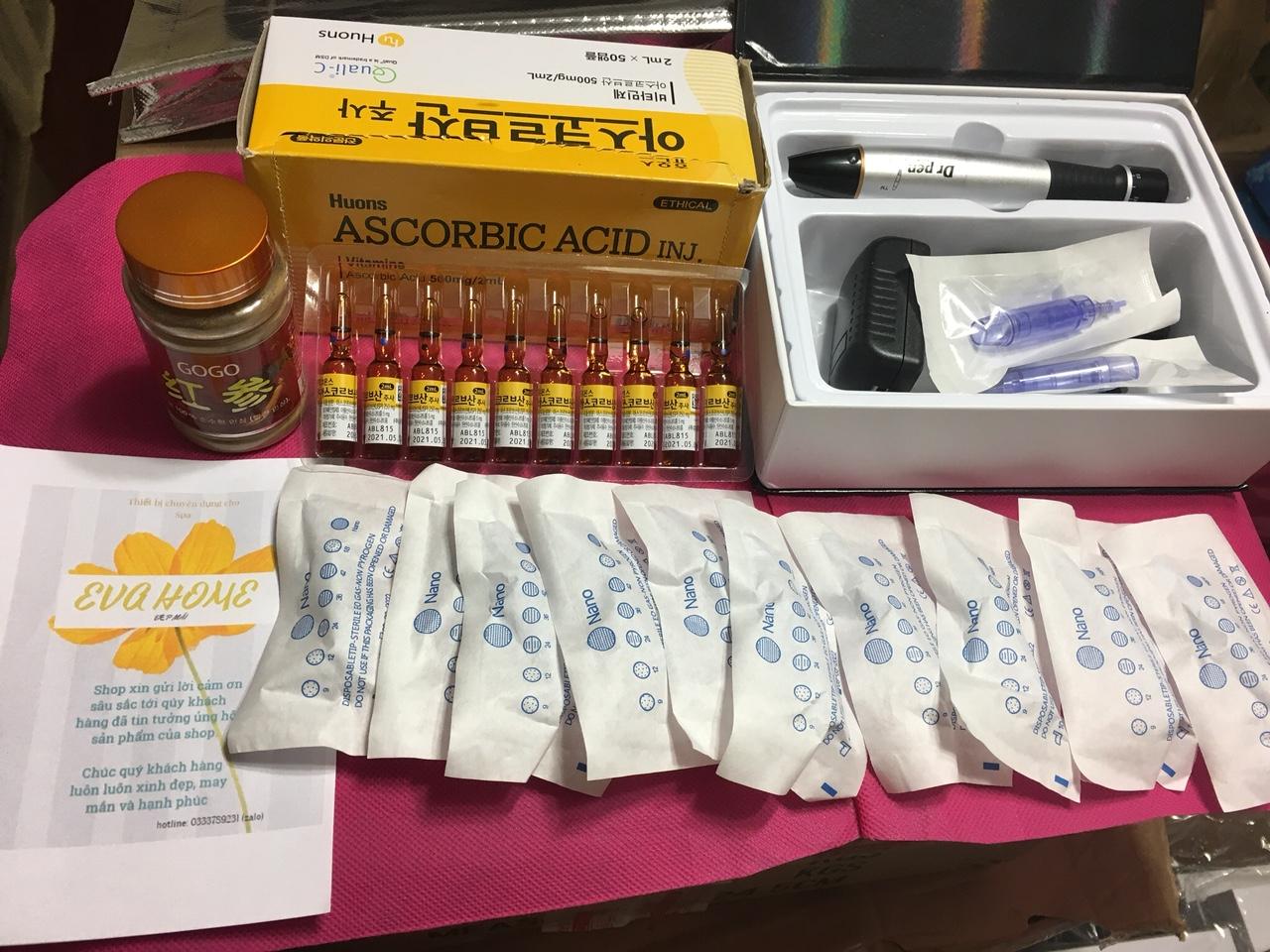 Combo Phi Kim Cấy Hồng Sâm ( 1 Máy Dr.Pen A1 không tích điện xám + 1 Hộp Hồng Sâm GOGO + 1 Vỉ Vitamin C + Tặng Sẵn 2 Kim)