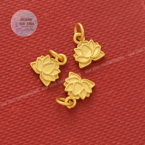 Búp sen xỏ ngang - dọc - hoa sen treo - mạ vàng điện - charm xâu, mix, phối vòng tay phong thủy nam, nữ - charm phong thuỷ handmade