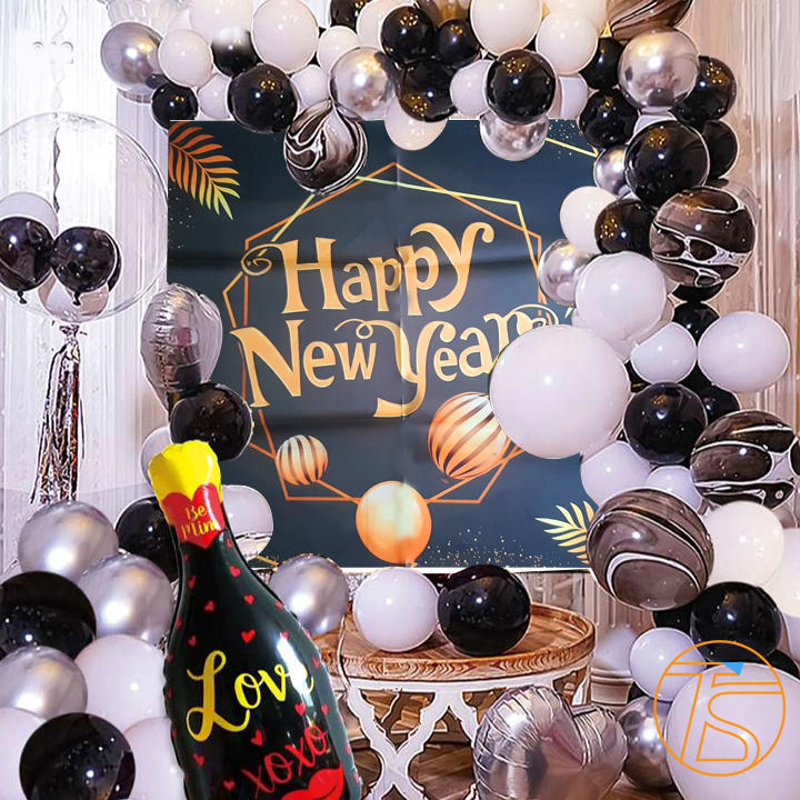 Bộ trang trí happy new year - Sét bong bóng trang trí chúc mừng năm mới - Decor trang trí tiệc