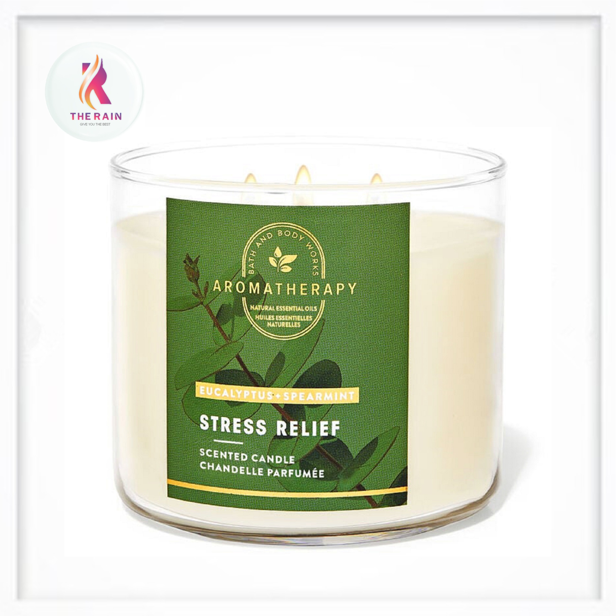 Nến thơm 3 bấc thư giãn Bath & Body Works Aromatherapy Stress Relief Eucalyptus + Spearmint 411g