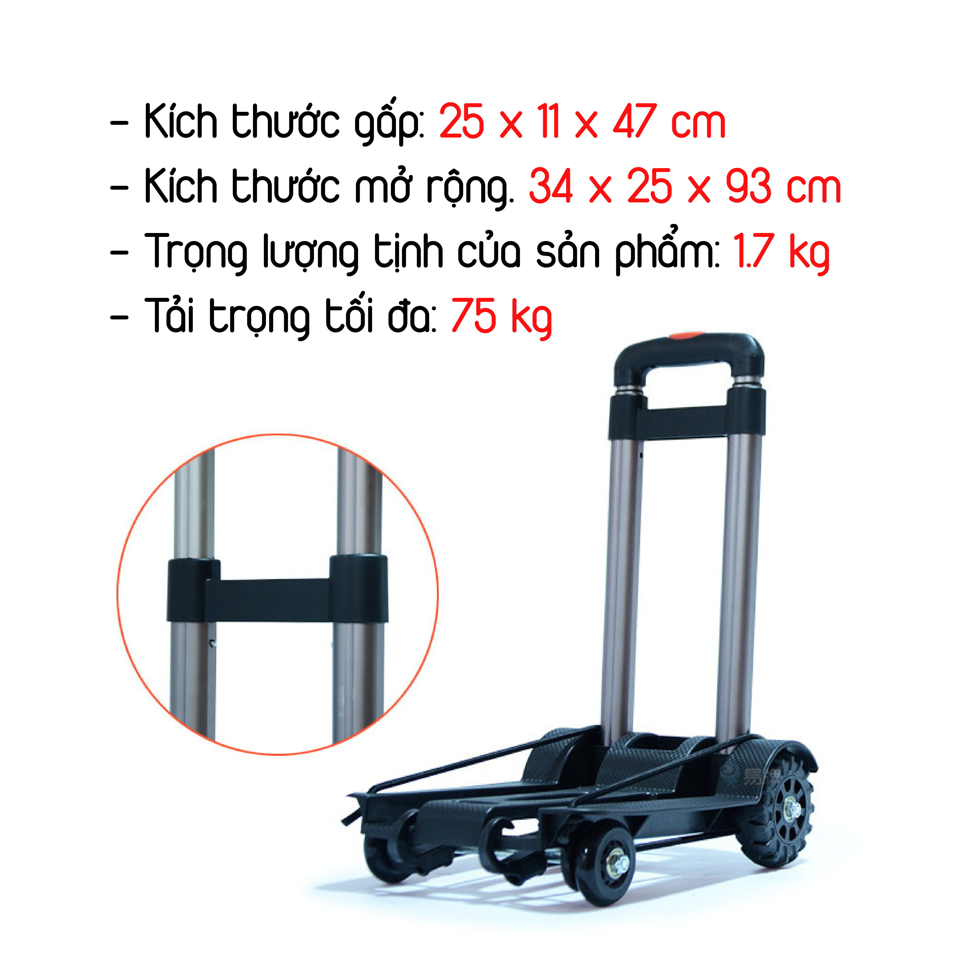 Xe đẩy hàng gấp gọn 60kg- xkt02