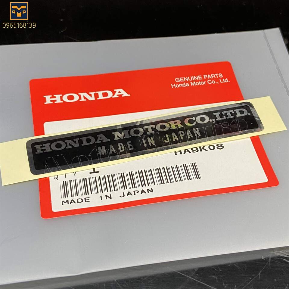 [HCM]Tem nhôm "HONDA MOTOR CO.LTD. MADE IN JAPAN"