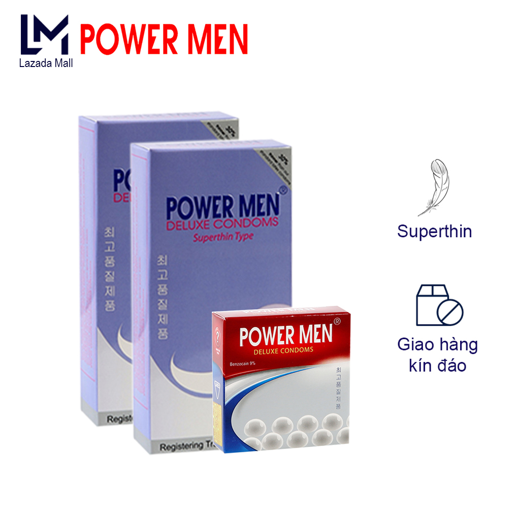 Combo Bao cao su Siêu mỏng Powermen 24 chiếc - 2 Hộp Bao cao su Powermen Siêu mỏng truyền nhiệt - Bao cao su Powermen Superthin condom