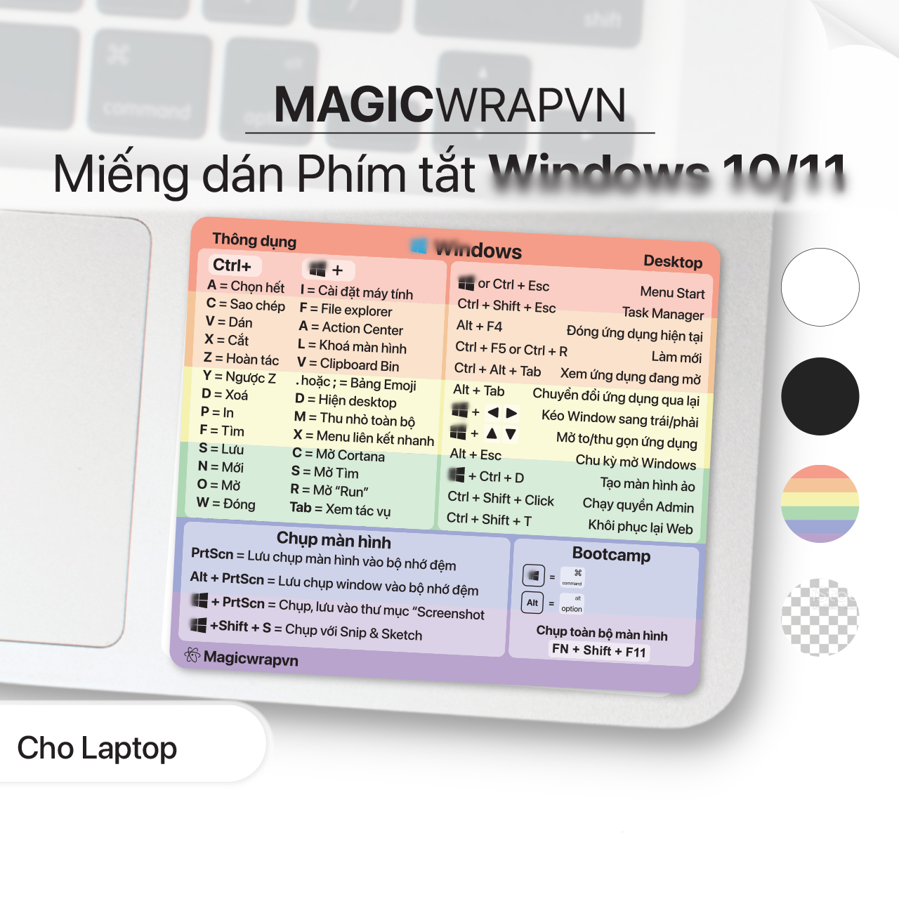Miếng dán phím tắt laptop Windows không dính keo | Magicwrapvn |