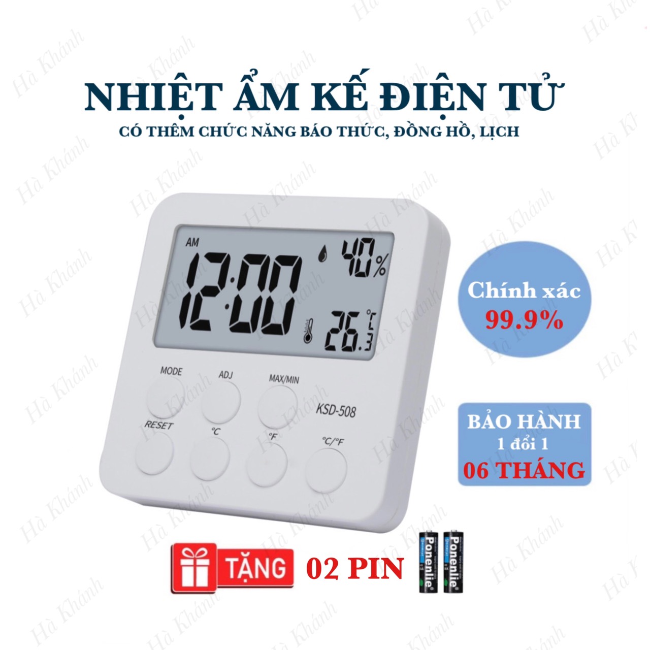 Nhiệt Ẩm Kế  Điện Tử Đo Nhiệt Độ Và Độ Ẩm NK08 [Bảo hành 6 tháng]