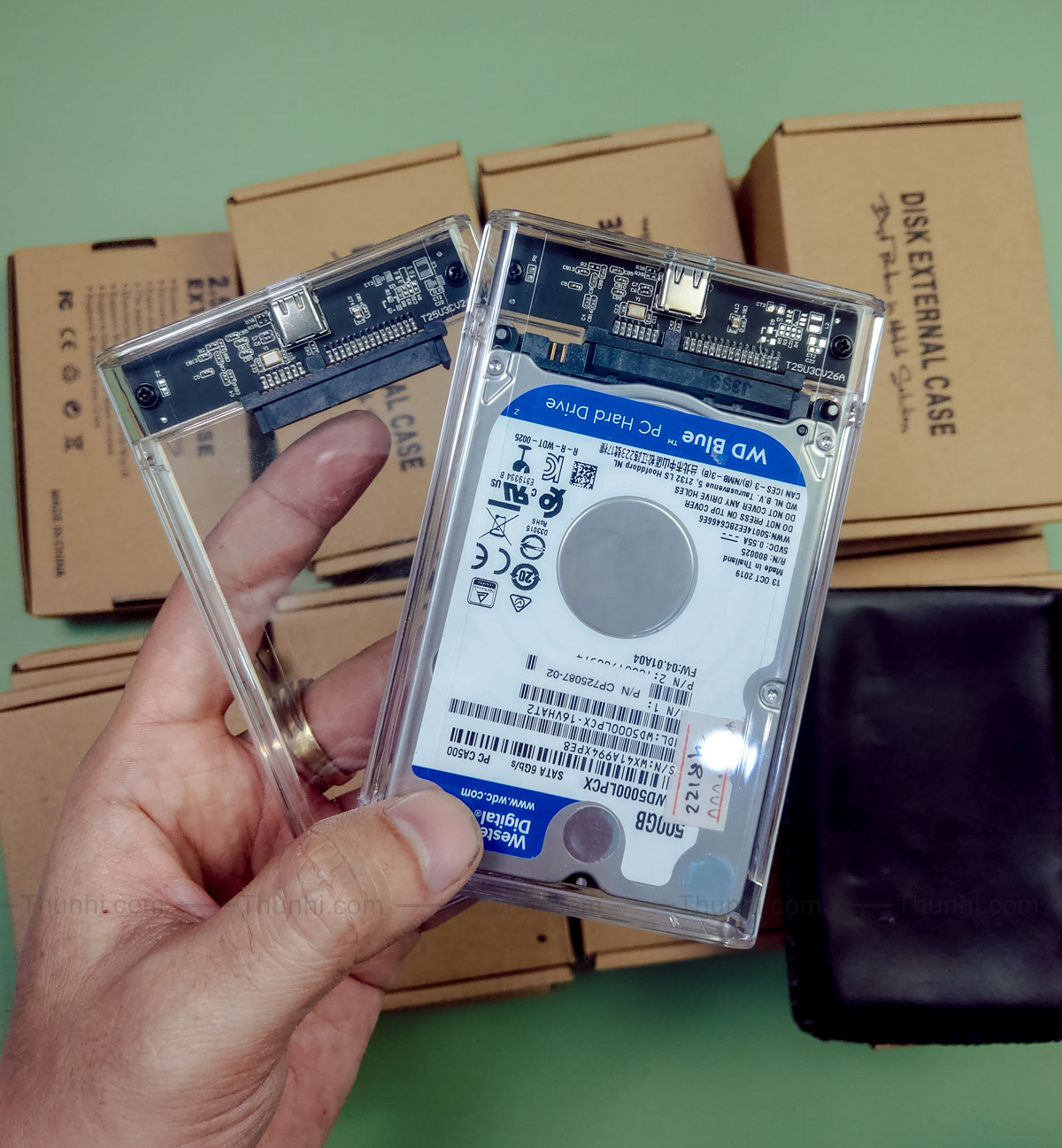 Hộp ổ cứng trong suốt đầu type-c usb 3.0, dùng cho ổ cứng 2.5 inch, hdd box, ssd box, ổ cứng di động
