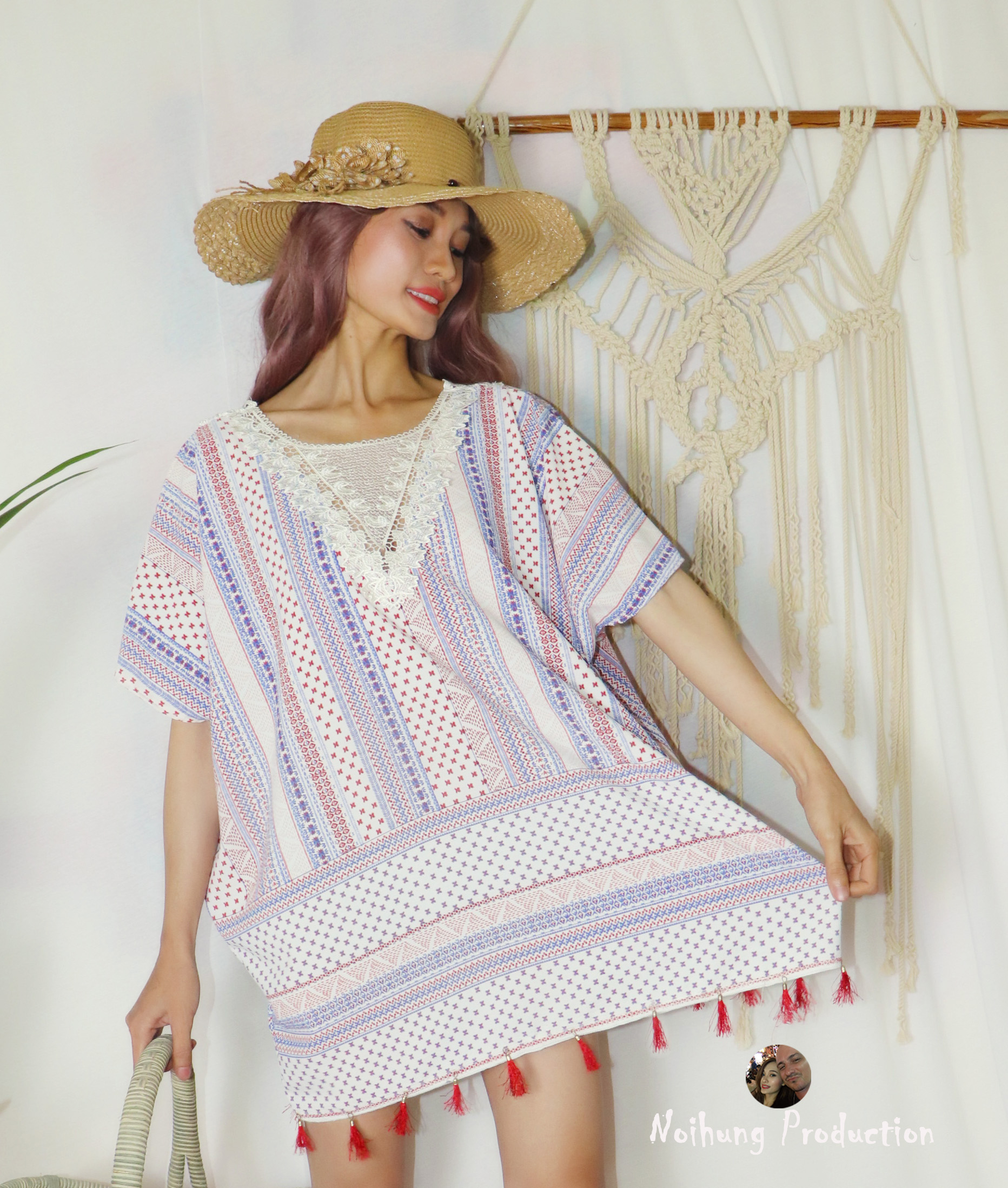 40-80kg Váy đầm dáng suông ngắn họa tiết kẻ vintage boho bohemian đi biển đẹp rẻ sexy hotgirl form rộng bigsize