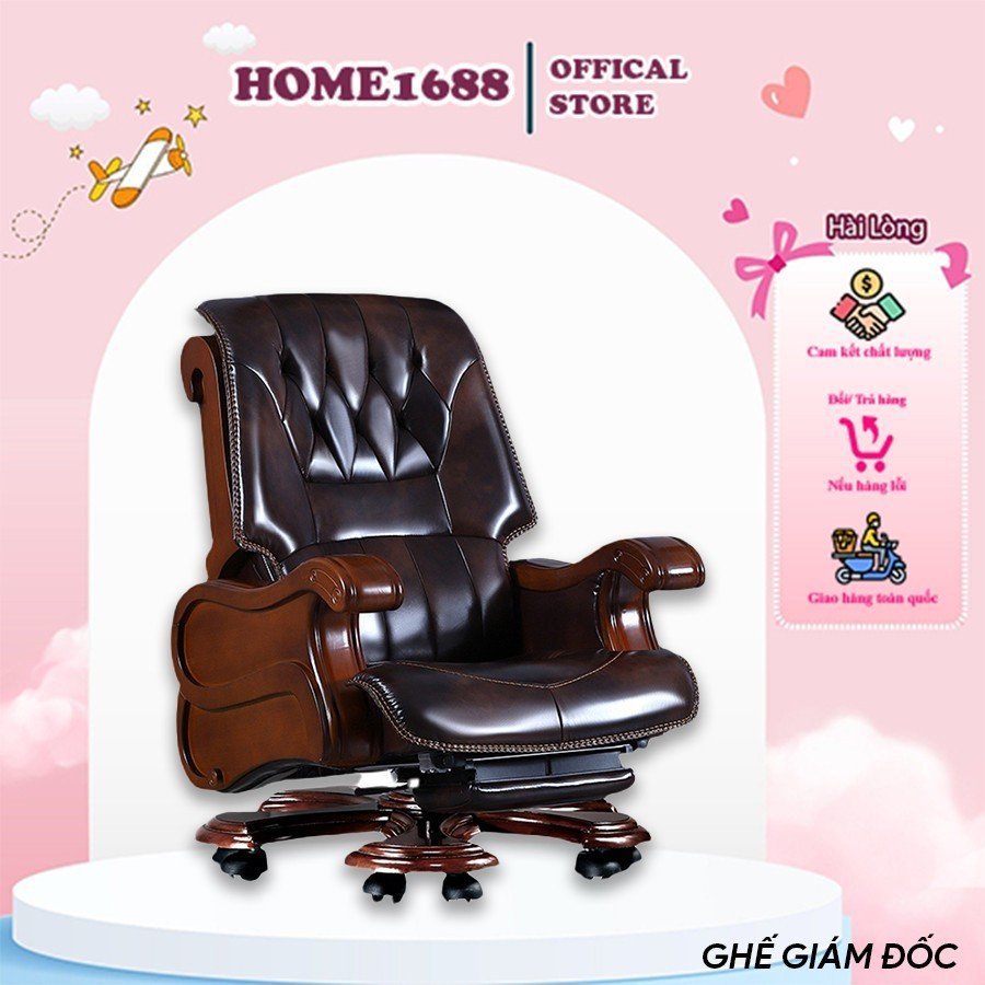 Ghế Giám Đốc Massage, Ghế Văn Phòng Xoay, Ghế Massage Ngả Lưng Giám Đốc Bọc Da Bò Đệm Bọt Biển Cao Cấp