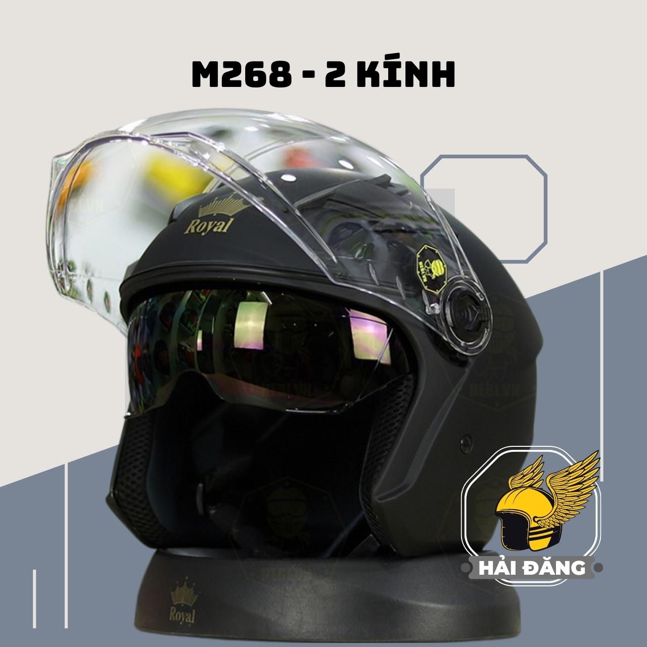 Mũ Bảo Hiểm ¾ Đầu Royal M268 Hai Kính Cá Tính - Size XL (57-59 cm) - Bảo Hành 12 Tháng