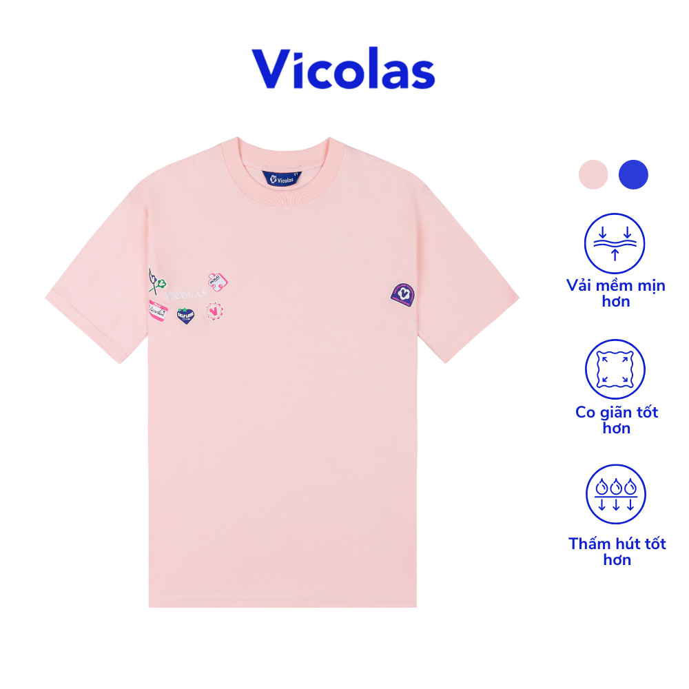 Áo thun unisex tiny things vải cotton co giãn 2 chiều thoáng mát co giãn thêu logo vicolas - v vicolas tiny things tee