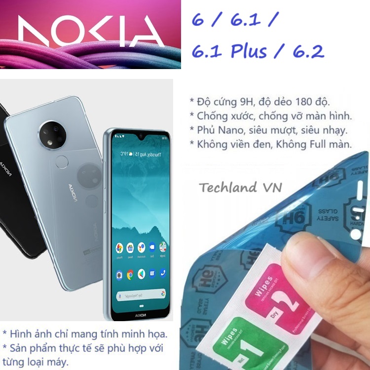 Cường Lực Phủ Nano Nokia 6 / 6.1 / 6.1 Plus / 6.2 / X6 - Trong Suốt, Không Full Màn, Không Viền Đen