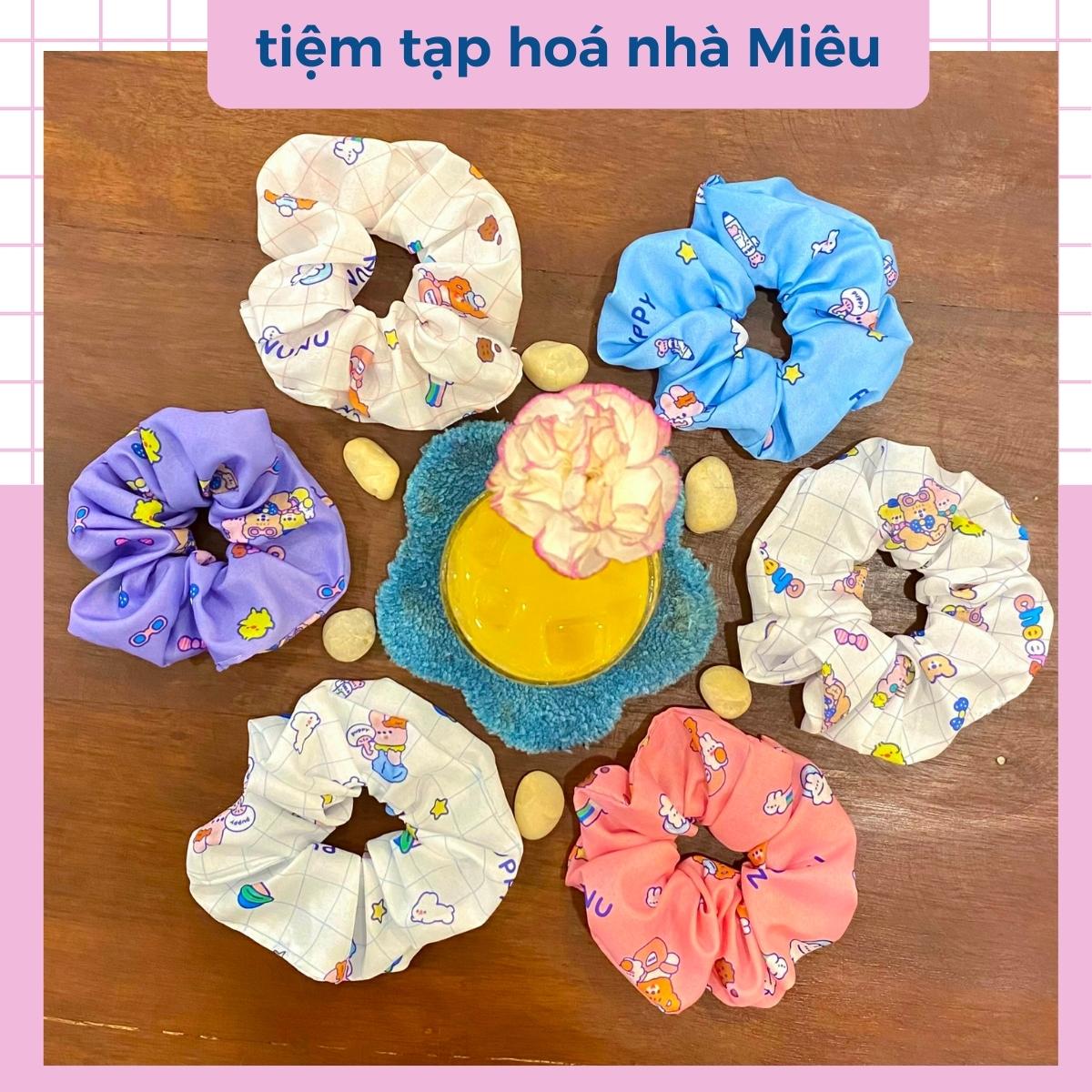 Sỉ cột tóc vải Scrunchies họa tiết hoạt hình đặc biệt - tiệm tạp hoá nhà Miêu