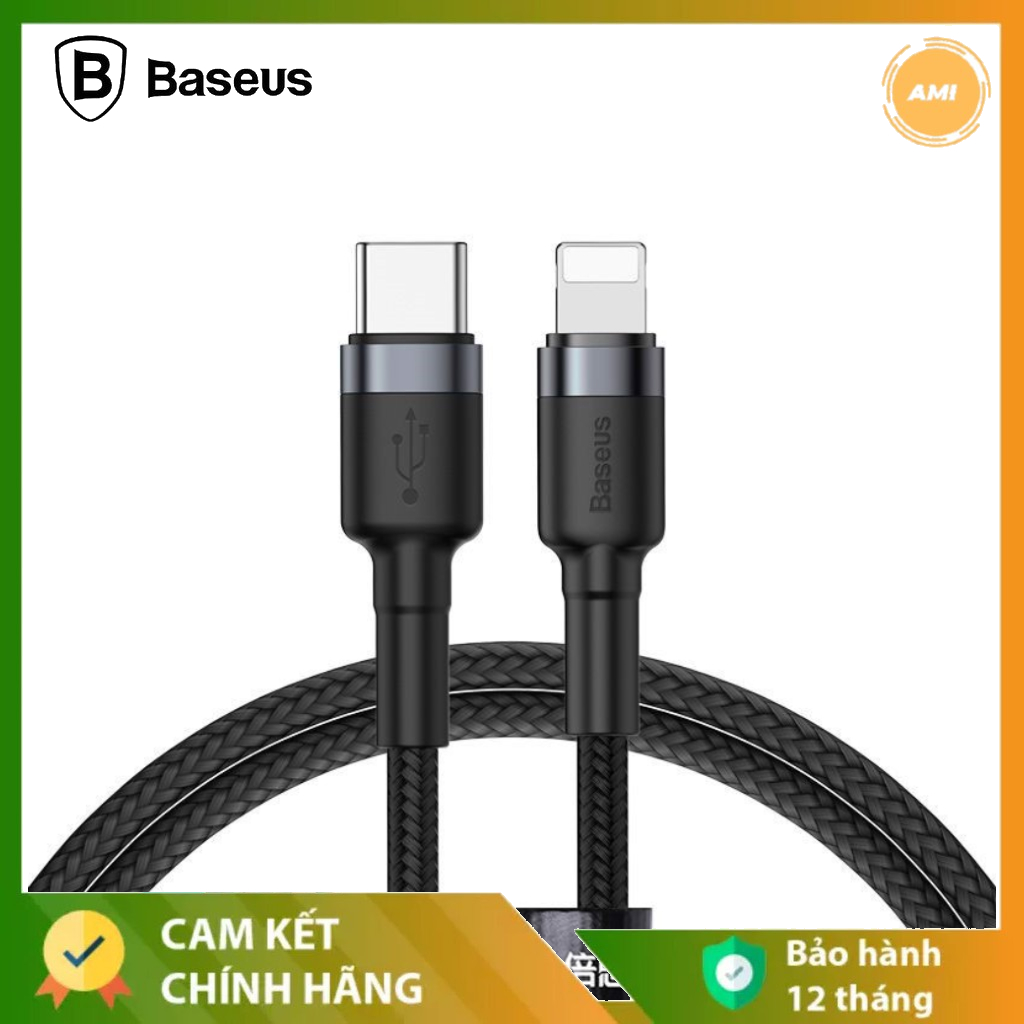 Dây sạc nhanh iphone - type c to lightning - pd 18w baseus - hỗ trợ sạc nhanh - siêu bền - bảo hành 12 tháng
