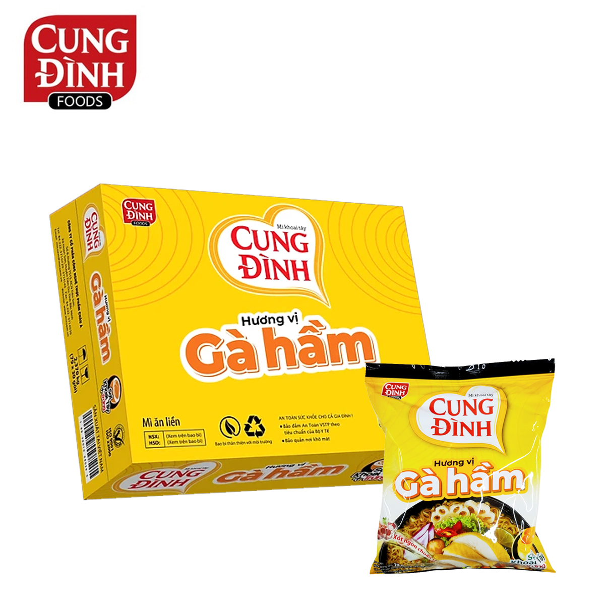 Thùng 30 gói mì khoai tây hương vị gà hầm stewed chicken flavour instant noodles cung đình
