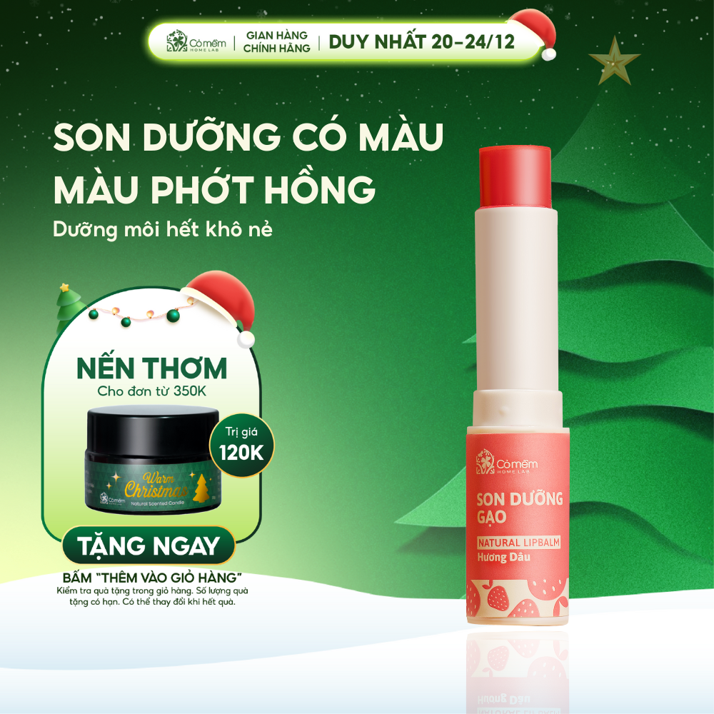  Son Dưỡng Môi Cỏ Màu - Son Dưỡng Gạo Hương Dâu Làm Hồng Môi Chống Khô Nẻ Cỏ Mềm Homelab 