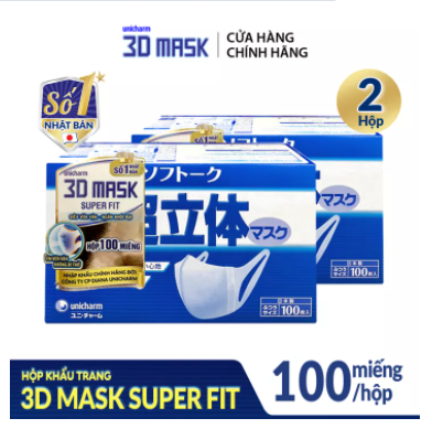 [HCM]BỘ 2 HỘP KHẨU TRANG UNICHARM 3D MASK - ( MỖI HỘP 100 CÁI)
