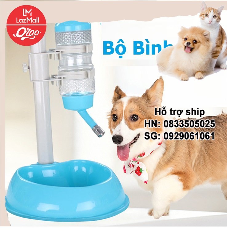 Bộ Bình bát xịn cho chó mèo tự động cấp nước kèm bát ăn thú cưng
