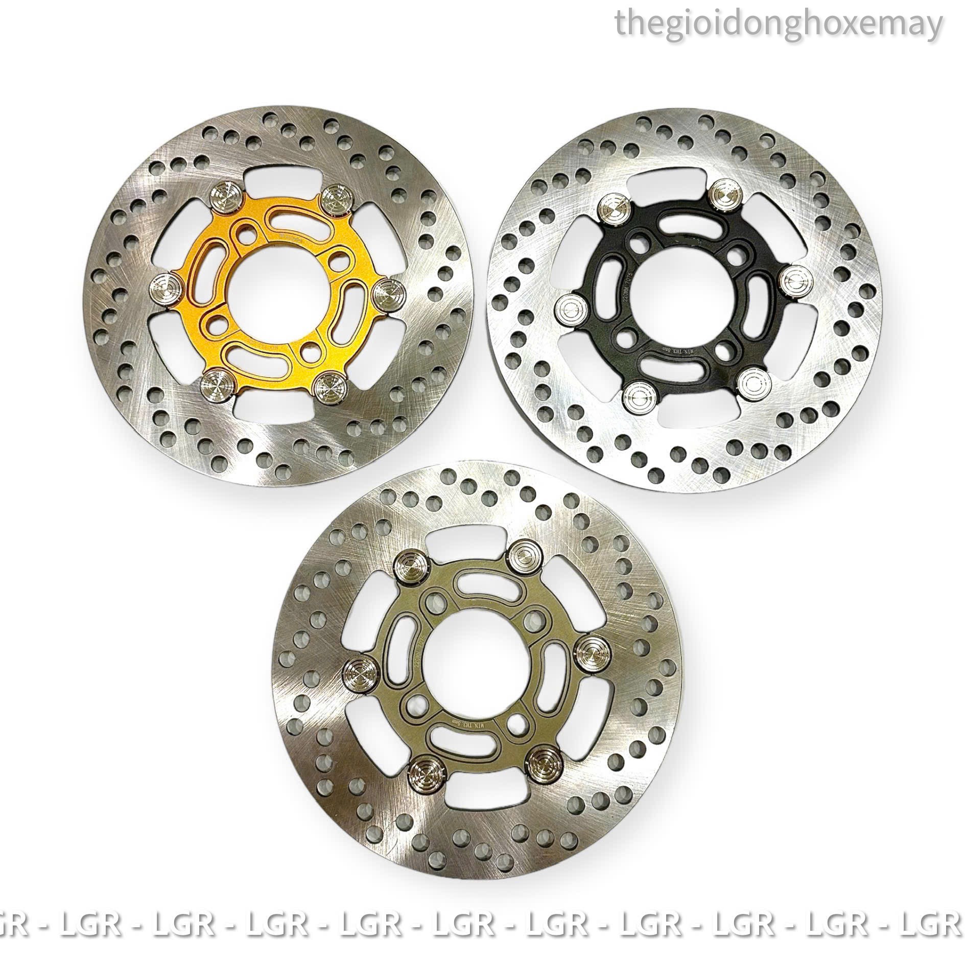 Đĩa Phanh Xe Máy BB Size 220mm V3 Mẫu Tròn Khoen Inox 304 4 Lổ